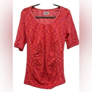 Athleta Radiance women’s Large short sleeve seamless orange & pink space dye top